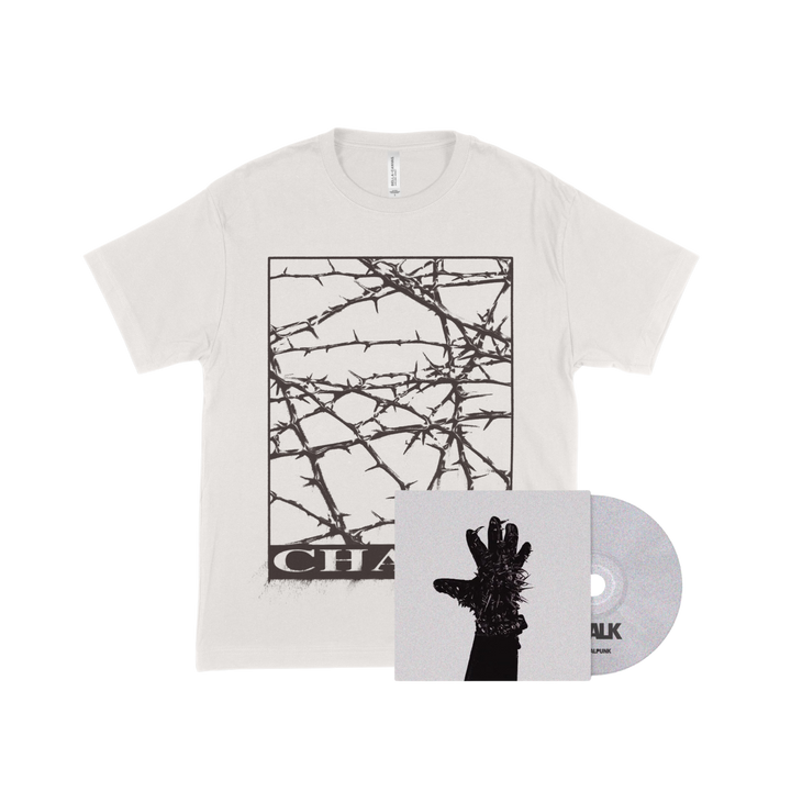 Chalk - 'A New God' T-shirt (White) + 'Crystalpunk' CD Bundle