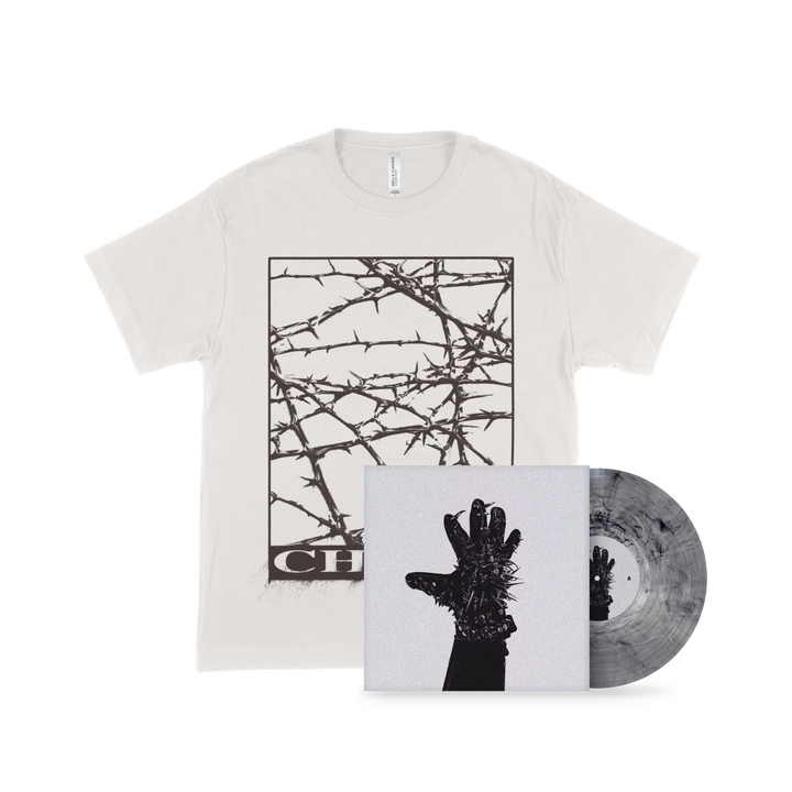 Chalk - 'New God' T-shirt (White) + 'Crystalpunk' Vinyl Bundle