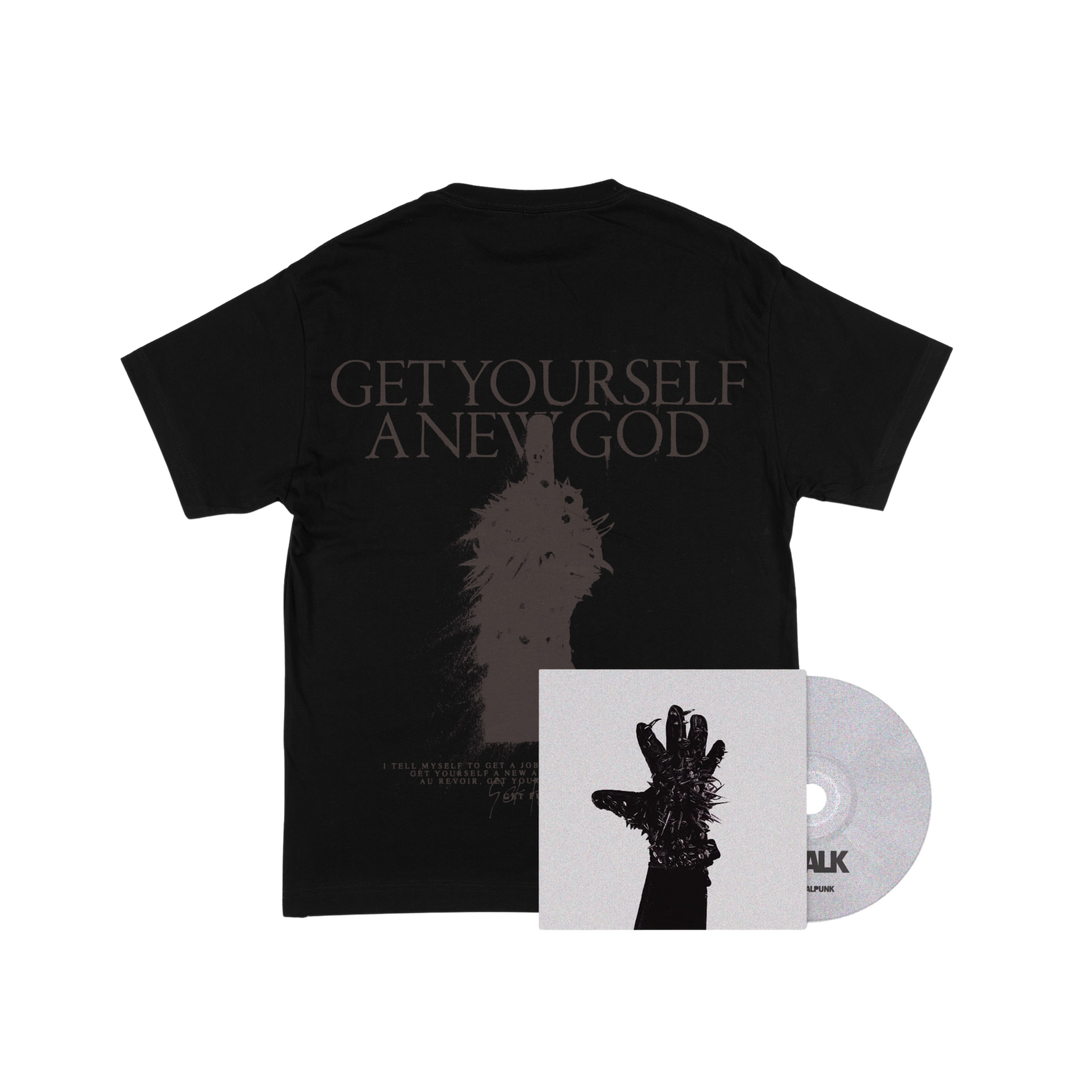 Chalk - 'New God' T-shirt (Black) + 'Crystalpunk' CD Bundle