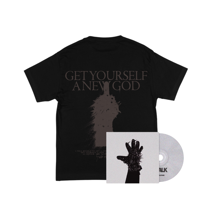 Chalk - 'New God' T-shirt (Black) + 'Crystalpunk' CD Bundle