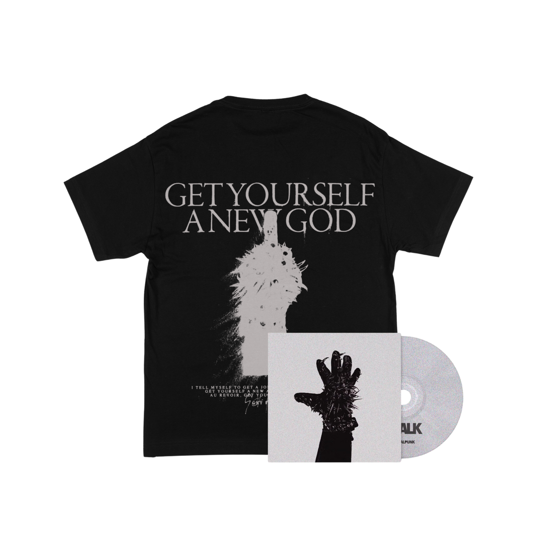 Chalk - 'A New God' T-shirt (Black) + 'Crystalpunk' CD Bundle