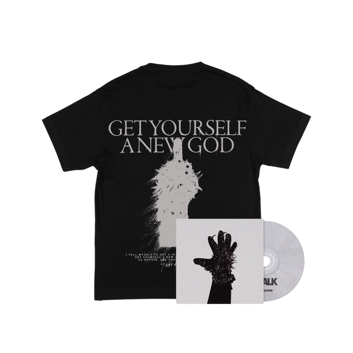 Chalk - 'A New God' T-shirt (Black) + 'Crystalpunk' CD Bundle