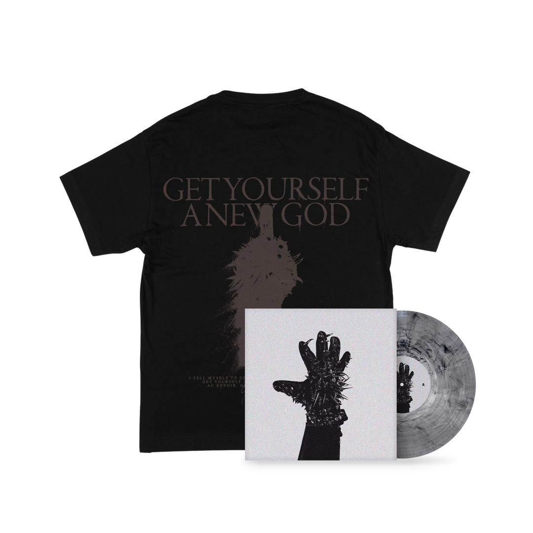 Chalk - 'New God' T-shirt (Black) + 'Crystalpunk' Vinyl Bundle