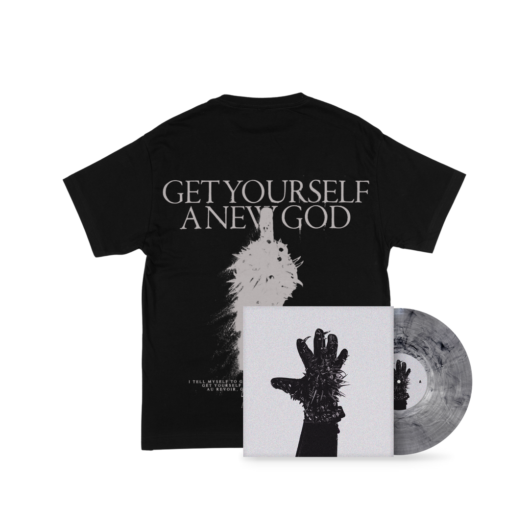 Chalk - 'A New God' T-shirt (Black) + 'Crystalpunk' Vinyl Bundle