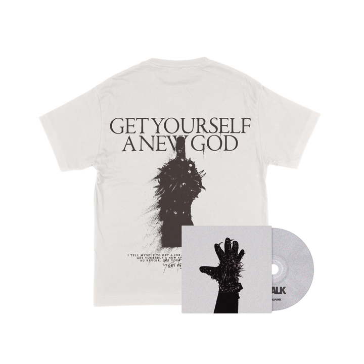 Chalk - 'A New God' T-shirt (White) + 'Crystalpunk' CD Bundle