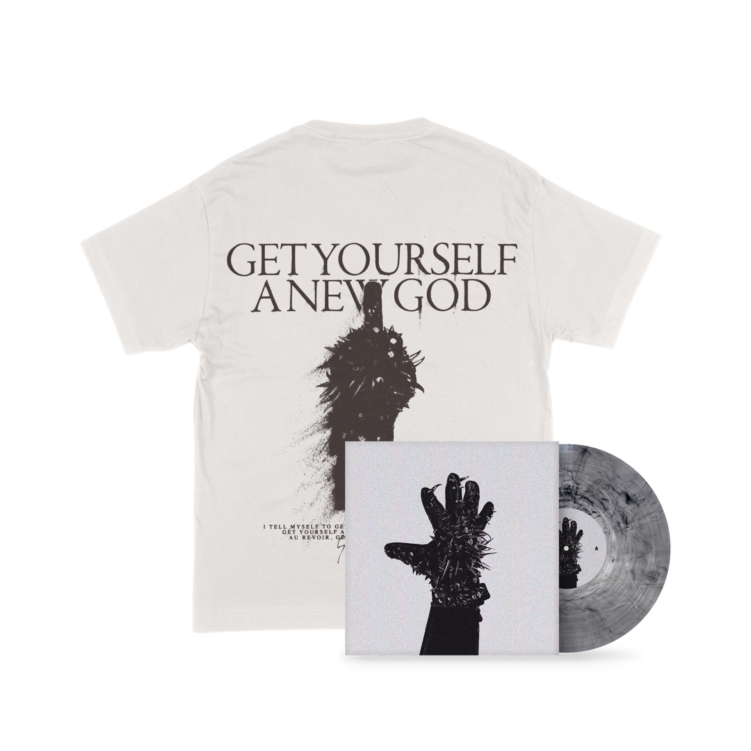 Chalk - 'New God' T-shirt (White) + 'Crystalpunk' Vinyl Bundle