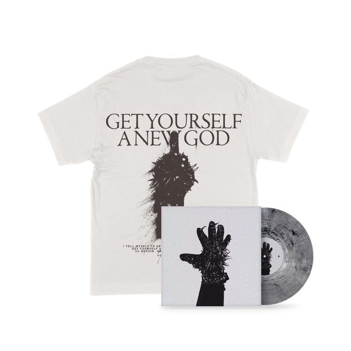 Chalk - 'New God' T-shirt (White) + 'Crystalpunk' Vinyl Bundle